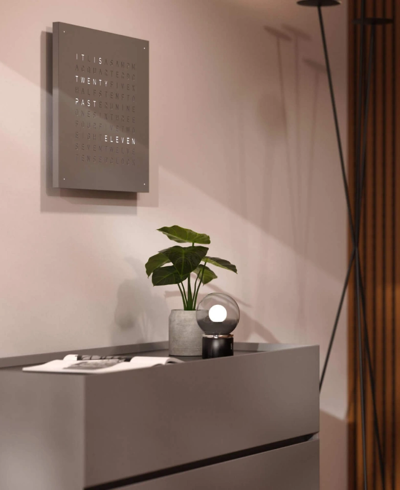 QLOCKTWO EARTH 45 - Monochrom Edition Grey Pepper