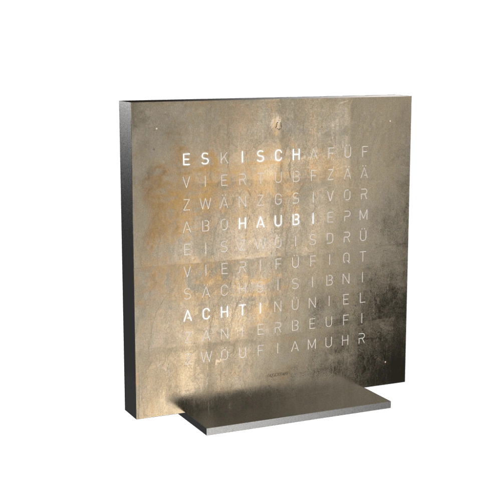 QLOCKTWO FRONTCOVER EARTH 13.5 Silver & Gold