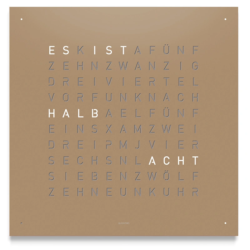 QLOCKTWO EARTH 45 - Monochrom Edition Hazelnut