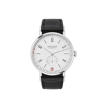 NOMOS Tangente 2Date - Uhr von vorne, vor weissem Hintergrund