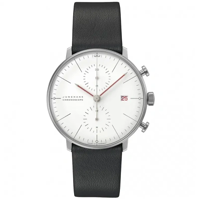 1 JUNGHANS max bill Chronoscope Bauhaus Uhr von vorne